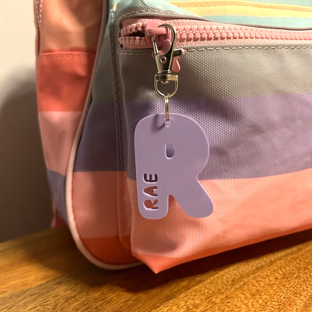Personalized Chunky Bubble Letter Name Keyring, Bag Tag