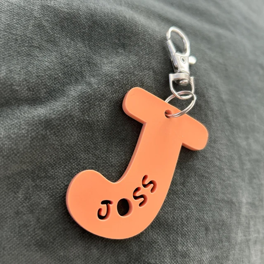 Personalized Chunky Bubble Letter Name Keyring, Bag Tag