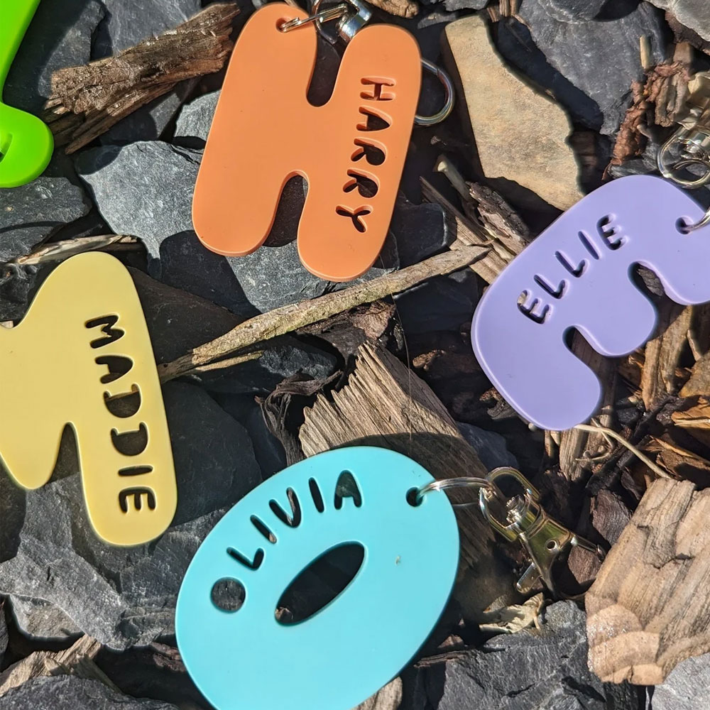 Personalized Chunky Bubble Letter Name Keyring, Bag Tag