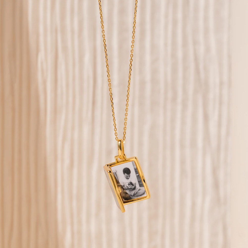 Personalized Black Locket Necklace, Vintage Inspired Picture Necklace, Gold Pendant Necklace, Gift for Her