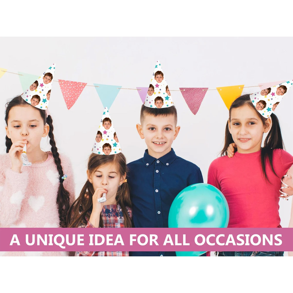 (Pack of 5) Personalized Photo Face Party Hats, Birthday Party Decorations, Paper Party Supplies Decor