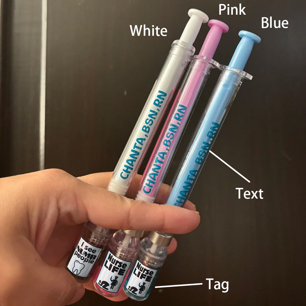 Personalized Fake Vaccine Gel Pen with Name, Handmade Unique Novelty Pen with Funny Medical Sayings, Graduation Gift for Nurse Doctor Dentist Student