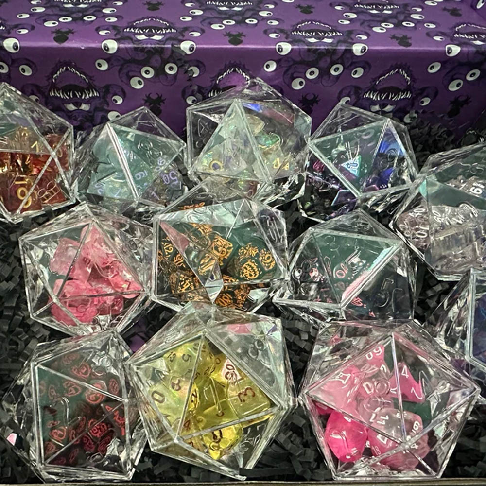 4 pack Kraken Logo D20 Dice Display, Display Storage Case for 12pc Dice, Dice Sets Dice Collection, Display Case For Dice Sets