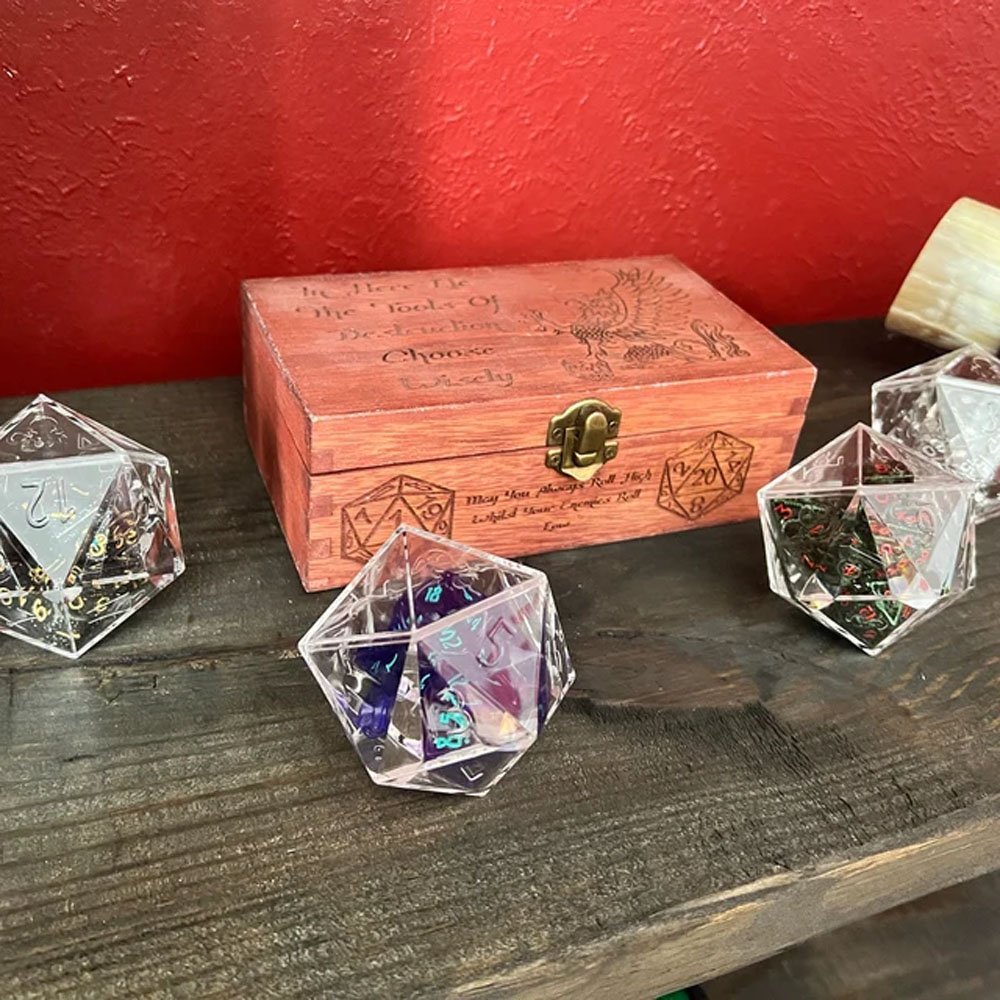 4 pack Kraken Logo D20 Dice Display, Display Storage Case for 12pc Dice, Dice Sets Dice Collection, Display Case For Dice Sets