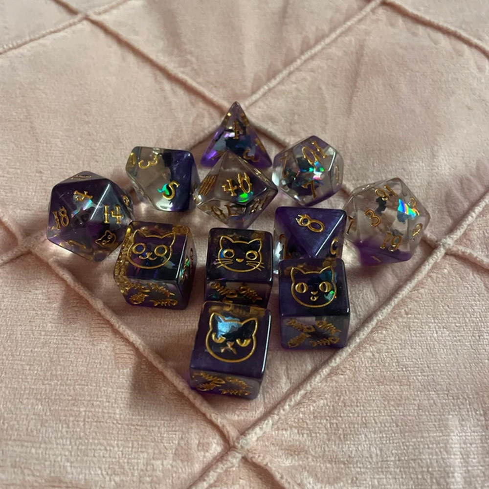 The Cat's Meow Exclusive 11 Dice Set, Kitty Cat Faces