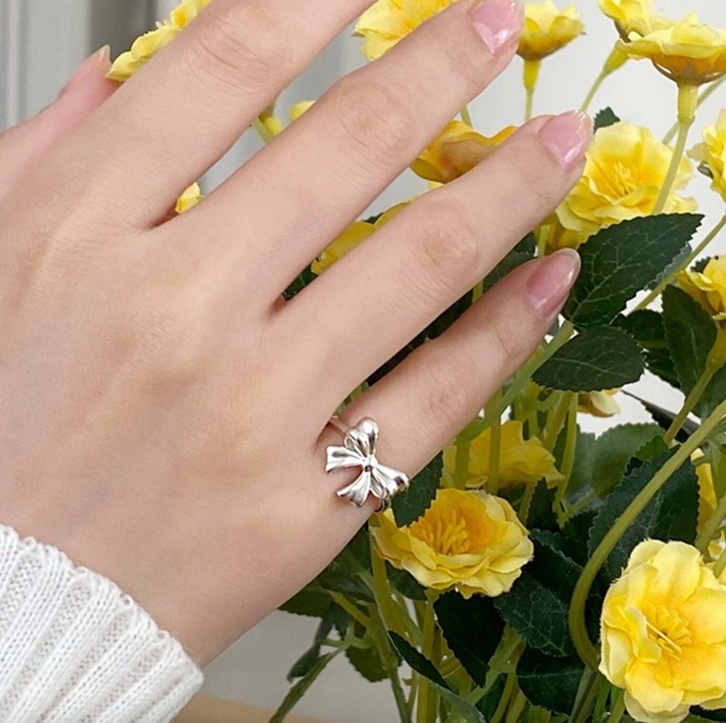 Ribbon Pinky Ring, Golden Coquette Bow Ring, Gift for Her