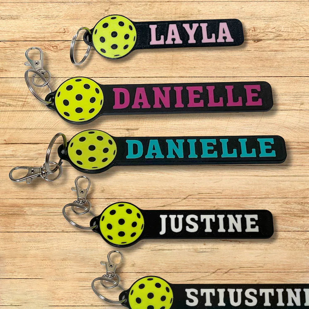 Personalized Pickleball Keychain, Available for Hanging on Your Bag or Your Keychain, 3D Printed Name Tag