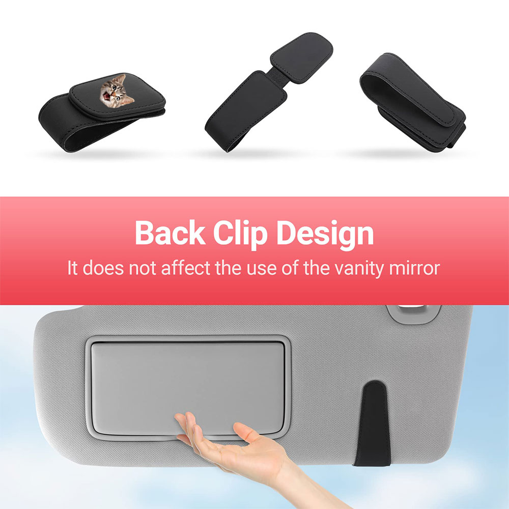 Personalized Photo Eyeglasses Holder for Car, Custom Cat Head Print Car Sunglass Holder,  Car Gadgets for Car Visor, Car Accessories for Cat Owners