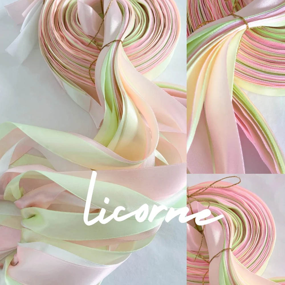 Personalized Round Bridal Bouquet, Round Ritual of Ribbons, Satin&Polyester, Ribbon Bracelet