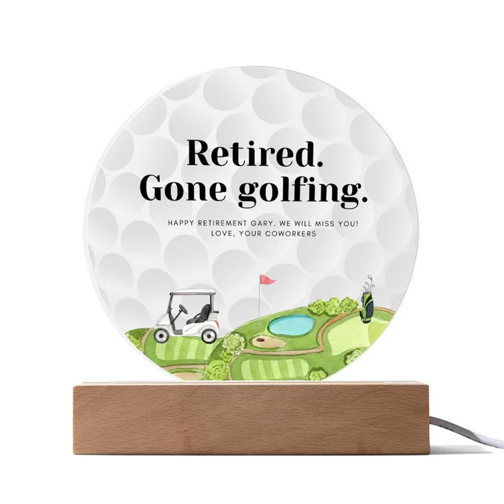 Golf Ball Acrylic Plaque, Retirement Gift, Golf Gift for Men, Acrylic Stand, Golf Decor, Coworker Gift, Leaving Gift, Acrylic Night Light