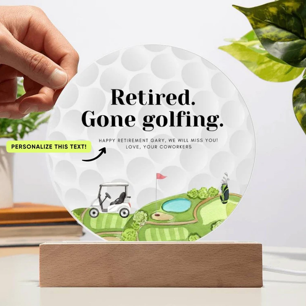 Golf Ball Acrylic Plaque, Retirement Gift, Golf Gift for Men, Acrylic Stand, Golf Decor, Coworker Gift, Leaving Gift, Acrylic Night Light