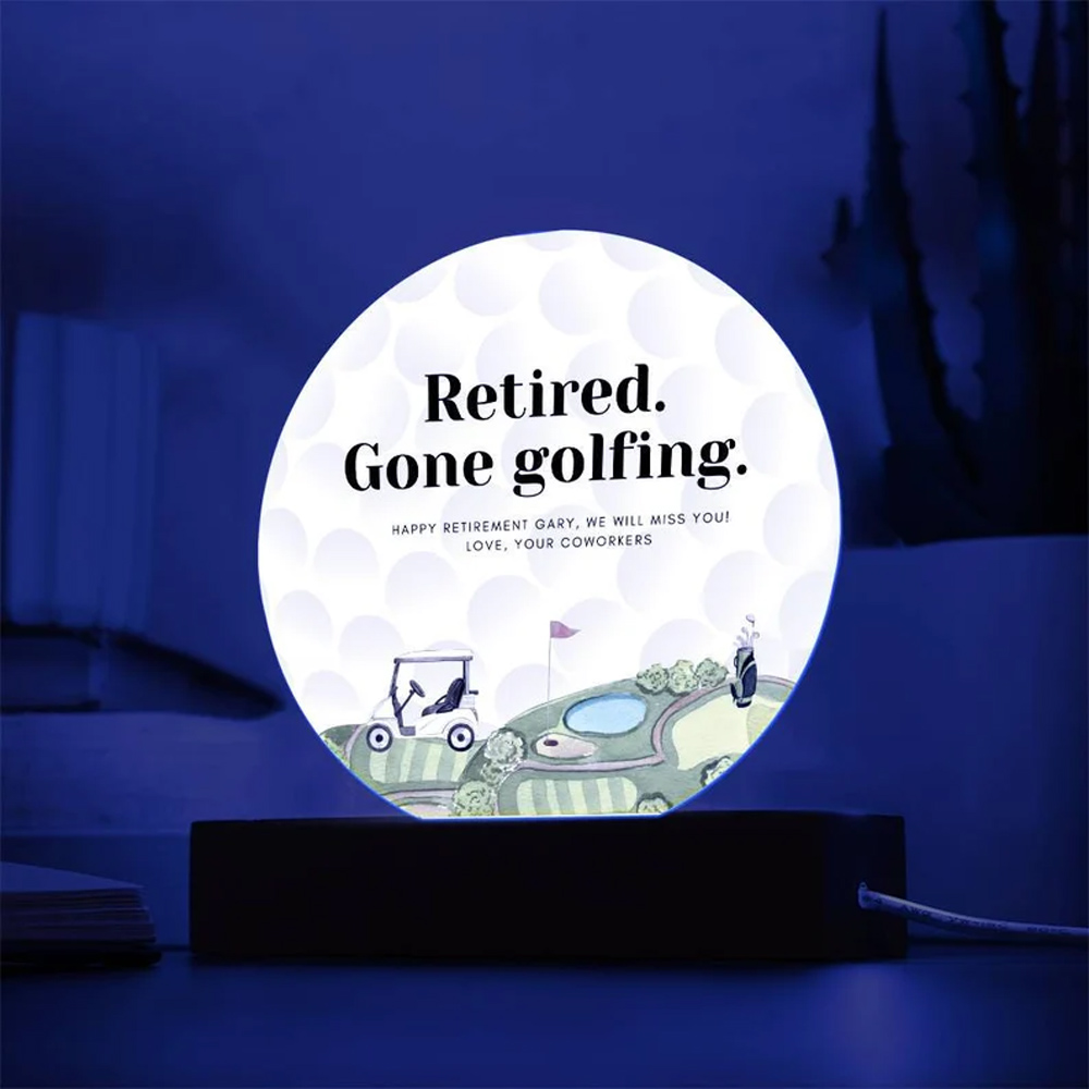 Golf Ball Acrylic Plaque, Retirement Gift, Golf Gift for Men, Acrylic Stand, Golf Decor, Coworker Gift, Leaving Gift, Acrylic Night Light