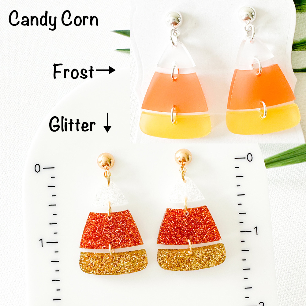 Halloween Acrylic Earrings, Cute Colorful Acrylic Stacked Pumpkin/Bat /Skeleton Cat/Candy Corn Earrings, Gift for Her