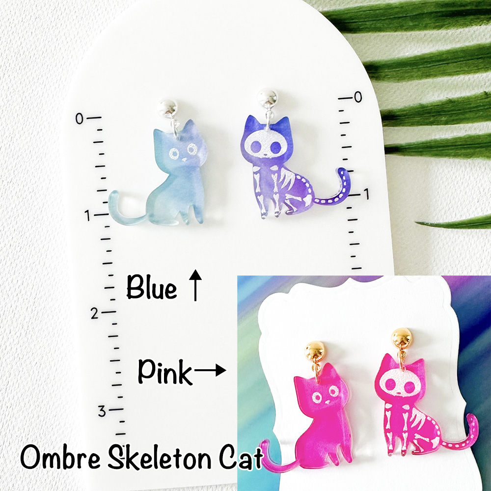 Halloween Acrylic Earrings, Cute Colorful Acrylic Stacked Pumpkin/Bat /Skeleton Cat/Candy Corn Earrings, Gift for Her