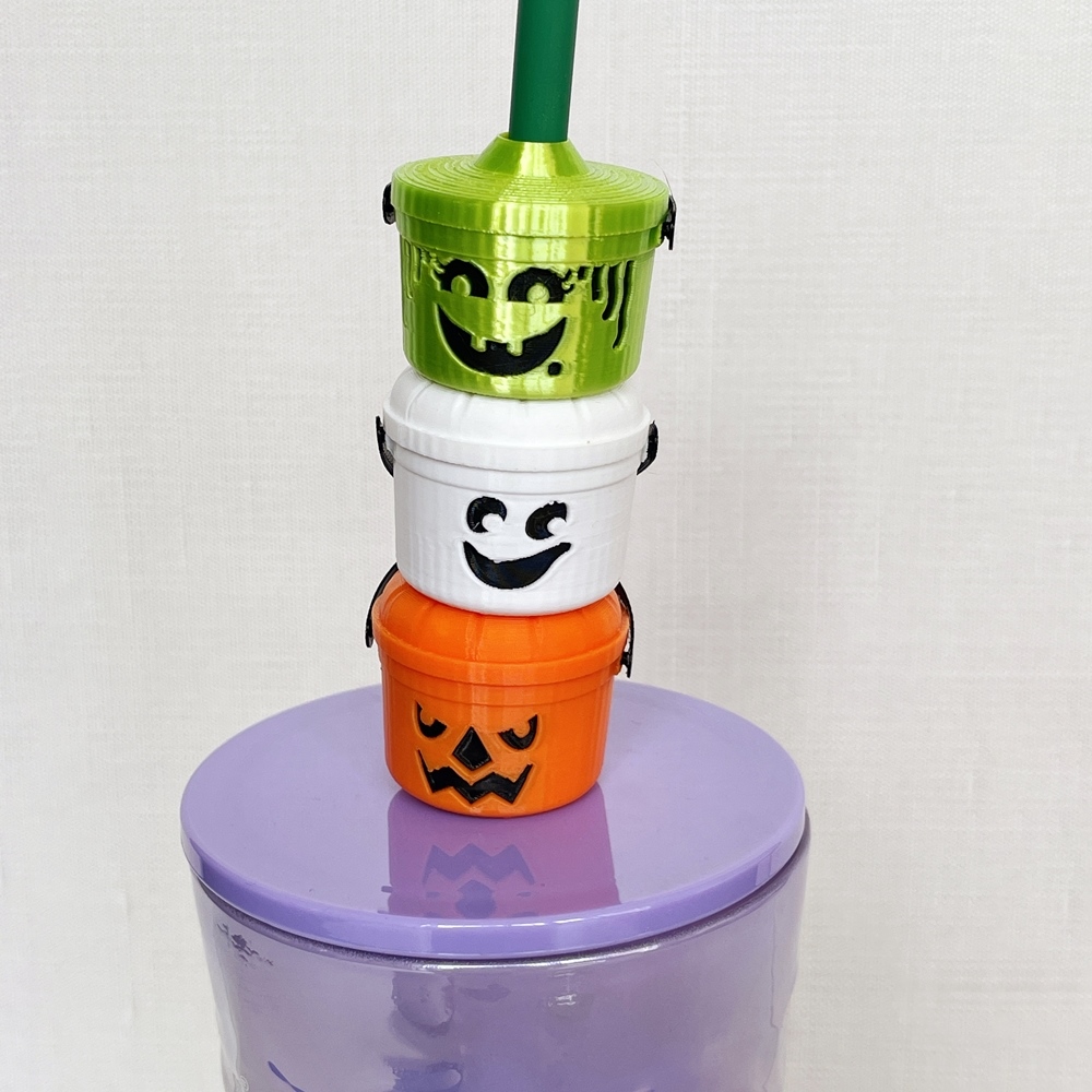 Custom 3D Printed Tumbler Straw Toppers, Ghost Pumpkin Witch Halloween Boo Buckets, Vintage 1986 Halloween Gift