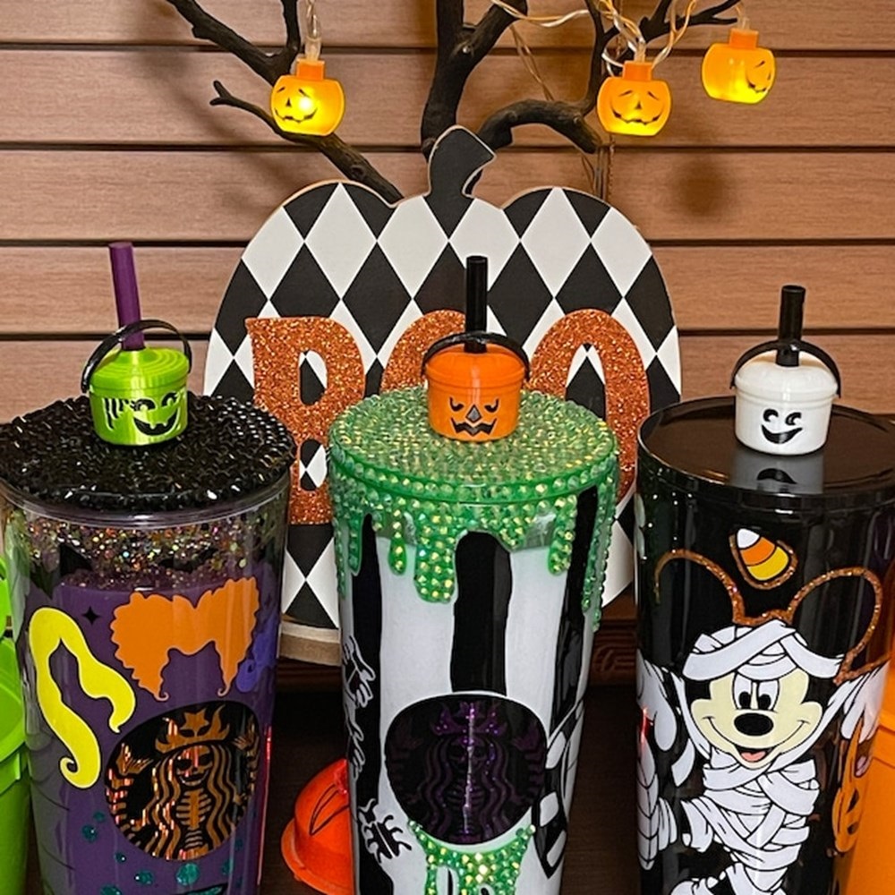 Custom 3D Printed Tumbler Straw Toppers, Ghost Pumpkin Witch Halloween Boo Buckets, Vintage 1986 Halloween Gift