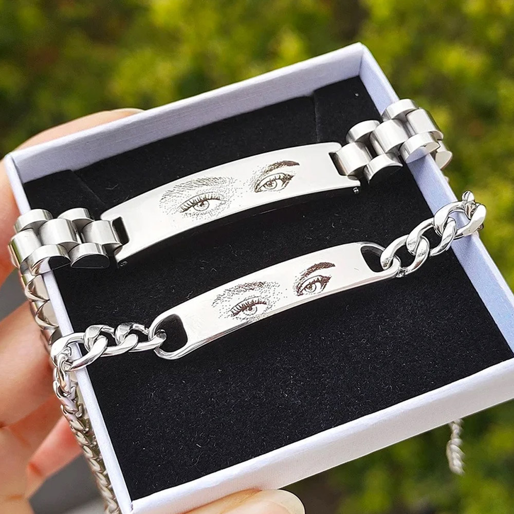 Personalized Human Eye Bracelet, Personalized Pendant, Engraved Bracelet, Eye Jewlery Gift