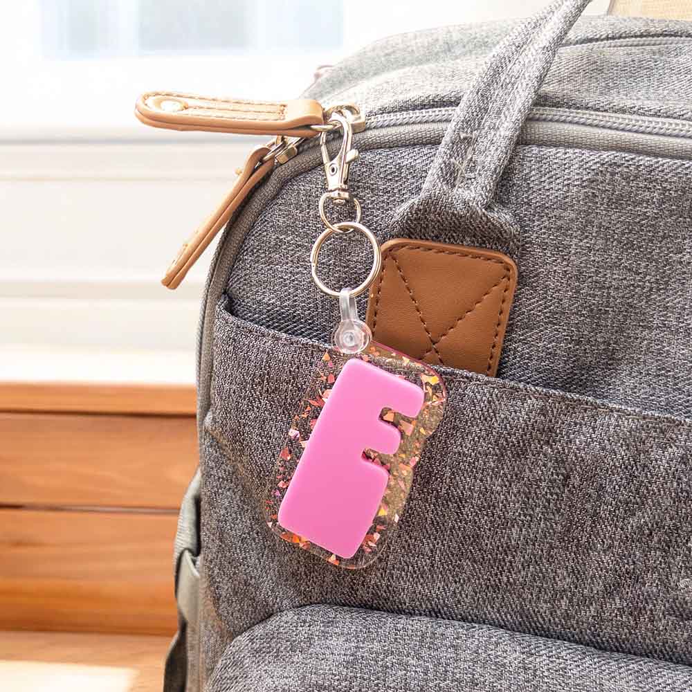 Retro Letter Backpack Tag, Acrylic Bag Tag, Diaper Bag Tag, Groovy Lunch Box Tag, Initial Keychain, Kid's Luggage Tag, Glitter Keychain