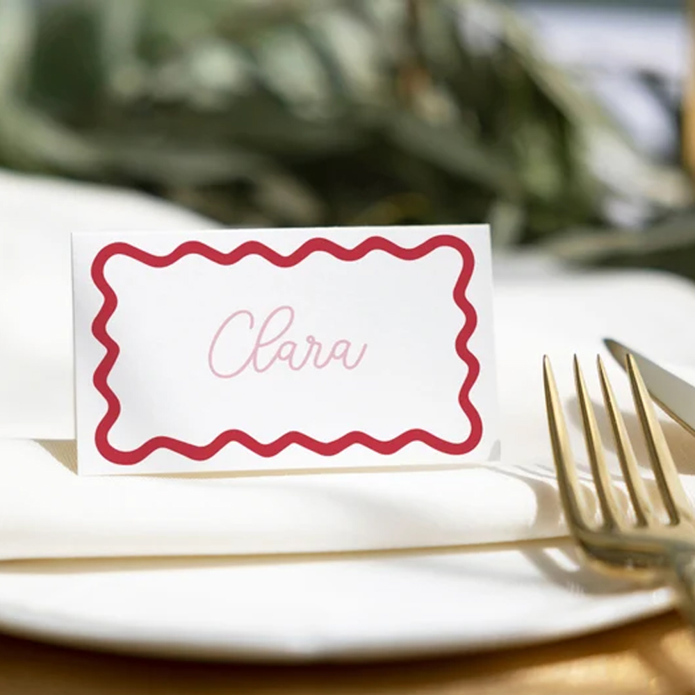 Personalized Colorful Curvy Place Cards for Table Setting, Setting Name Card for Buffet Party, Reserved Table Sign, Wedding Stuff Essential Accessories