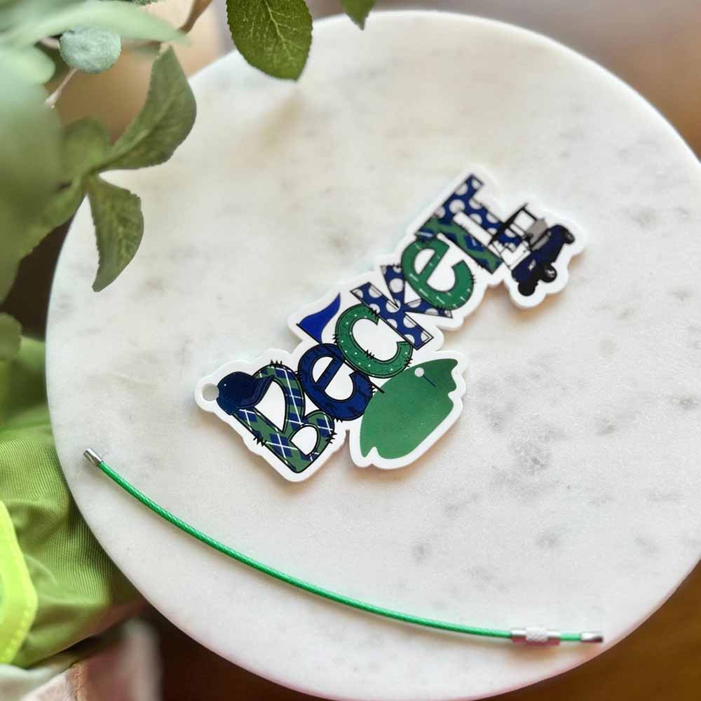 Golf Inspired Bag Tag, Golf Bag Tag, Keychain, Luggage Tag, Backpack Tag, Personalized Backpack, Back To School, Golf Alphabet, Golf