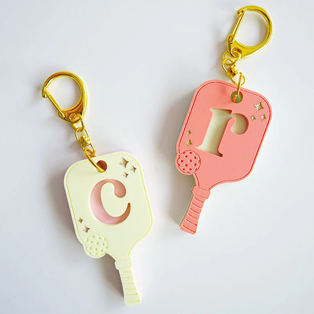 Personalized Pickleball Paddle Keychain, Custom Keychain with Letter, Initial Keychain for Woman, Pickleball Decorations Accessories, Gift for Sport Lover