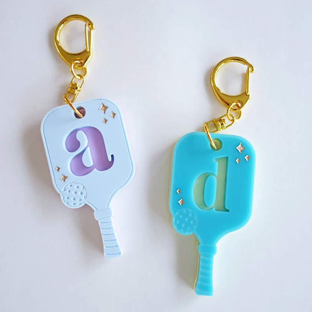 Personalized Pickleball Paddle Keychain, Custom Keychain with Letter, Initial Keychain for Woman, Pickleball Decorations Accessories, Gift for Sport Lover