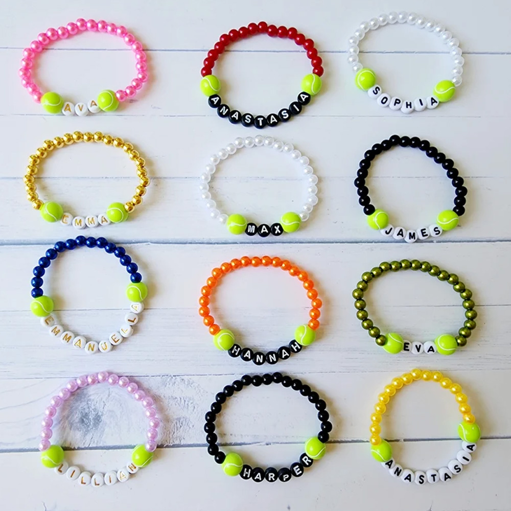Custom Name Bracelet with Tennis Ball, Personalized Sports Bracelet, Tennis Jewelry, Game Day, Tennis Bracelet, Tennis Gift, Tennis Mom