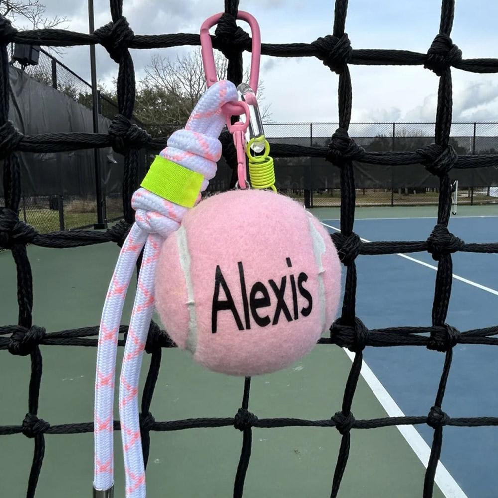 Personalized Pink Tennis Ball Keychain, Gift for Tennis Lover, Pink Tennis Keychain, The Gift of Customizable Tennis Balls