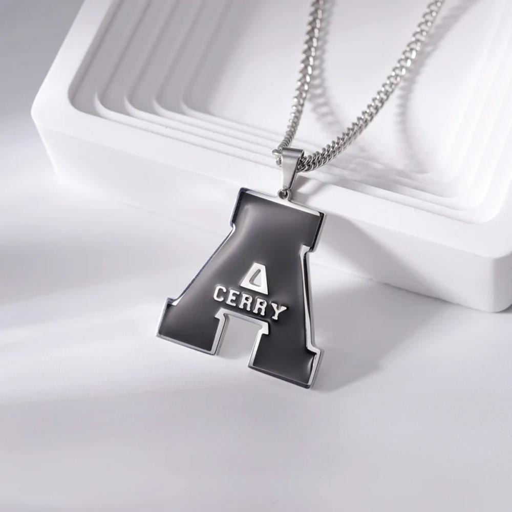 Enamel Initial Necklace with Name