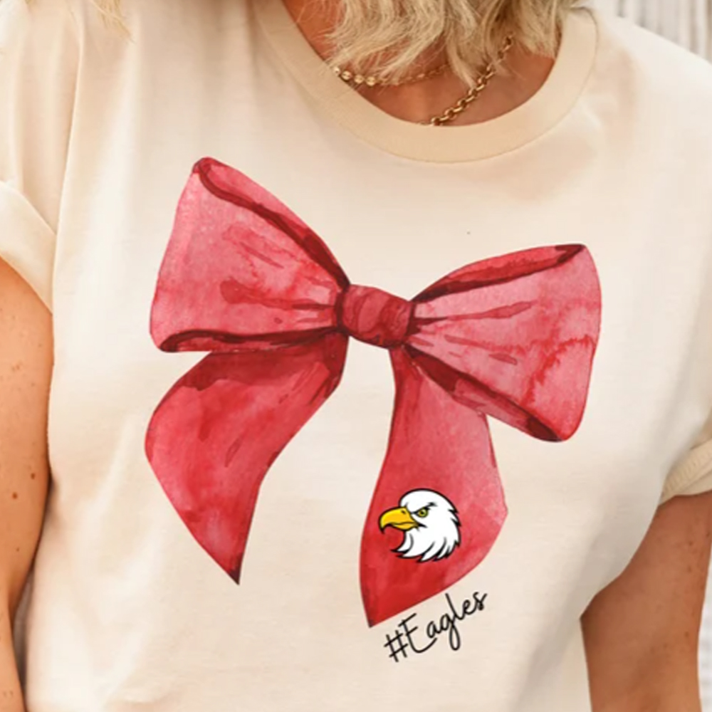 Custom Mascot Bow Shirt, School Spirit T-shirt, Cheer Mascot, Custom High School City Football Team Shirt