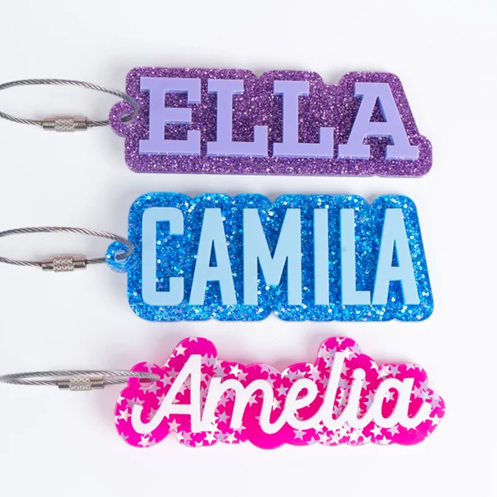 Name Keychain, Backpack Name Tags, Diaper Bag Tag, Personalized Name Plate, Custom Acrylic Key Chain, School Bag Name Tag, Bog Bag Tag