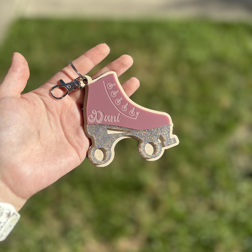 Personalized Name Skate Keychain, Acrylic Roller Skate Keyring ,Custom Name Tag, Back to School Gift, Gift for Her