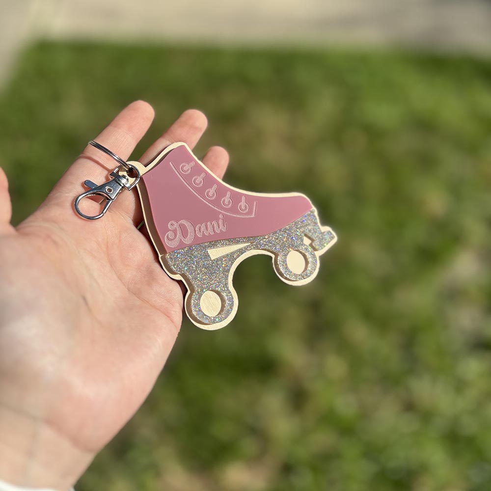 Personalized Name Skate Keychain, Acrylic Roller Skate Keyring ,Custom Name Tag, Back to School Gift, Gift for Her