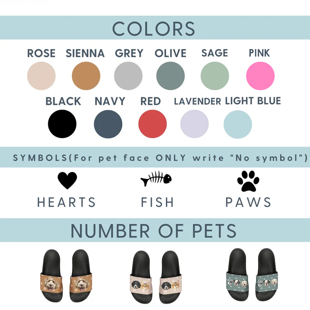 Personalized Pet Slides Sandals With Photo, Dog Cat Summer Comfortable Slippers with Name, Indoor Shower Shoes for Woman Man, Gifts for Pet Lover Pet Mom