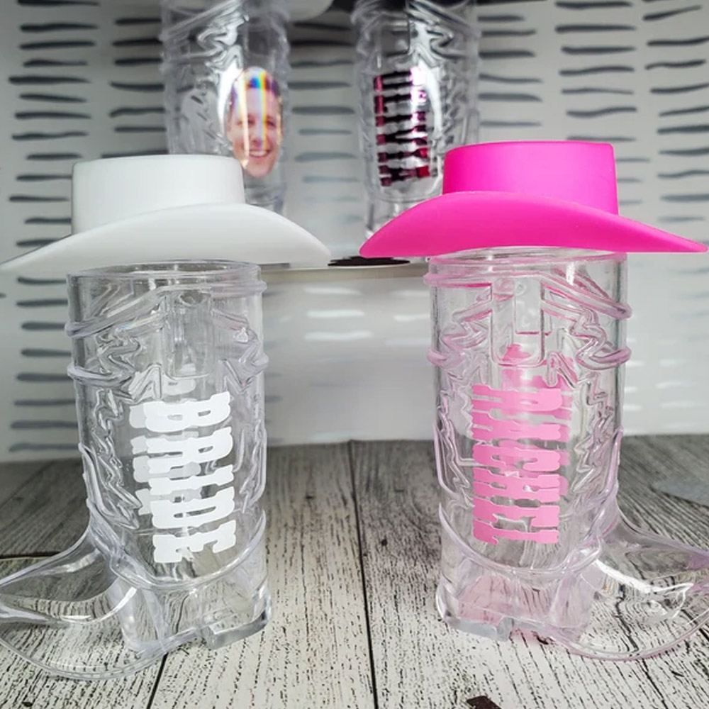 Customized Name Cowboy Boot Shot Glasses/Cowgirl Boot Shot Glasses/Bachelorette Party Favors/Let's Go Girls/Nash Bash Shot Glasses