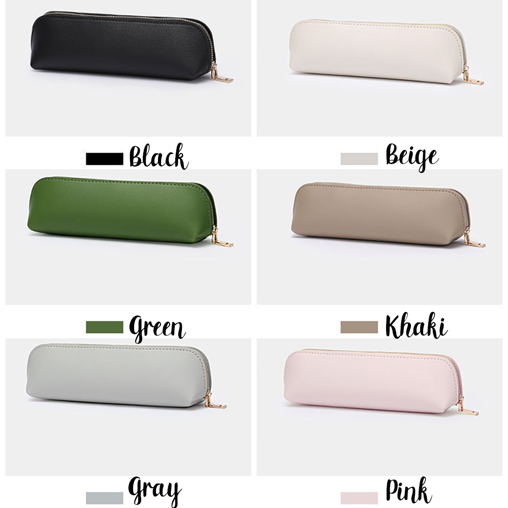 Personalized Birth Month Flower Vegan Leather Pencil Case Makeup Brush Bag with Name, Custom Minimalism Message Pencil Case, Back to School Teacher Appreciation Gift for Students