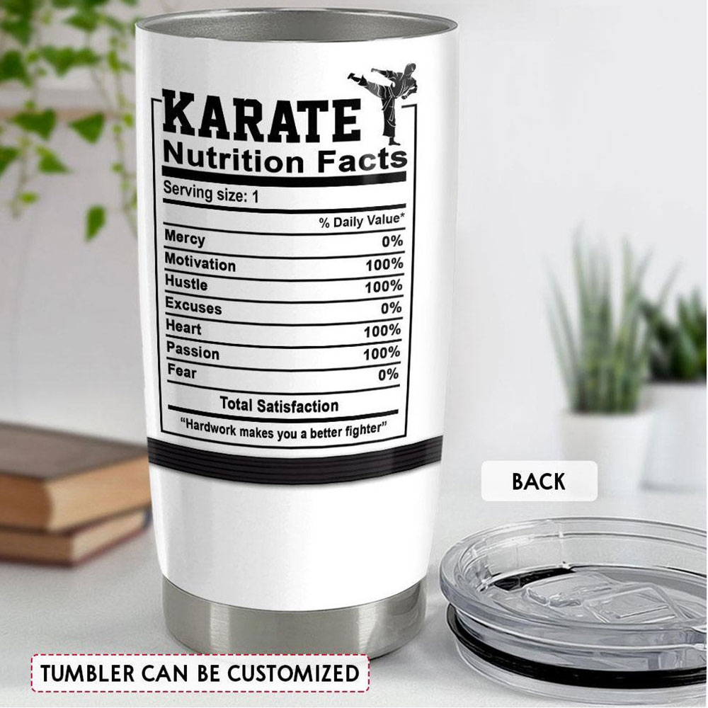 Karate Tumbler, Karate Nutrition Facts, Personalized Gift, Gifts for Karate, Karate Coach Gift, Karate Cup, Gifts for Friends, Birthday Gift