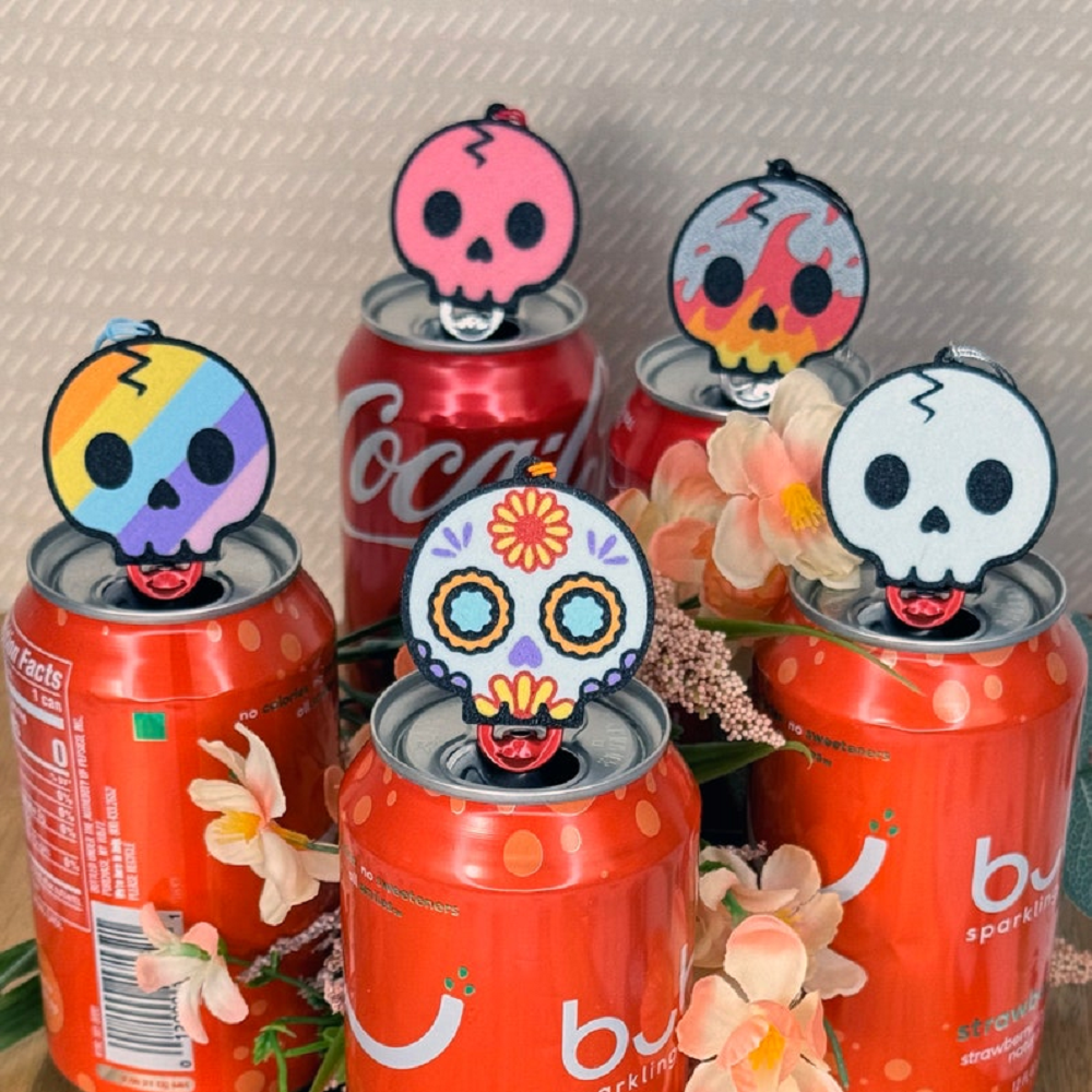 Spooky Skull Cute Soda Can Tab Opener With Keychain Strap, Unique Accessibility Halloween Trick Or Treat Toy Swag, Fall Lovers Present Gift