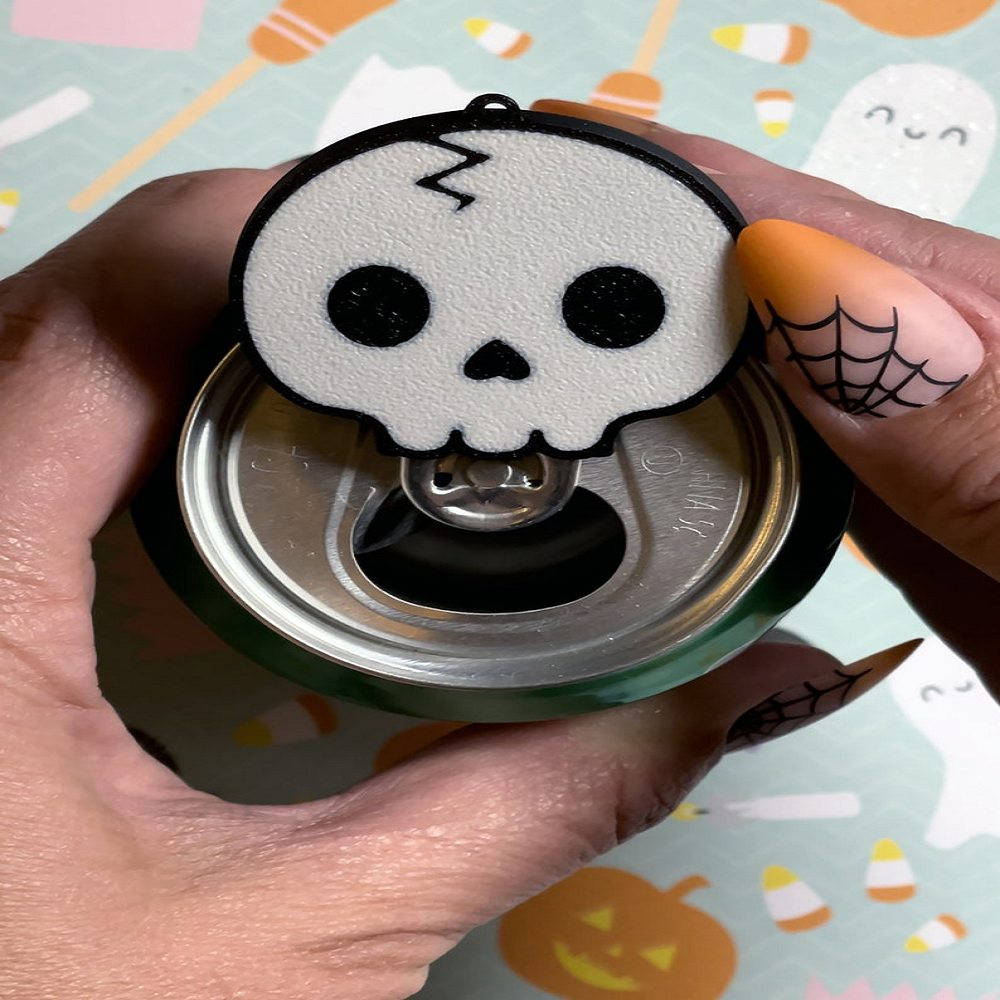 Spooky Skull Cute Soda Can Tab Opener With Keychain Strap, Unique Accessibility Halloween Trick Or Treat Toy Swag, Fall Lovers Present Gift