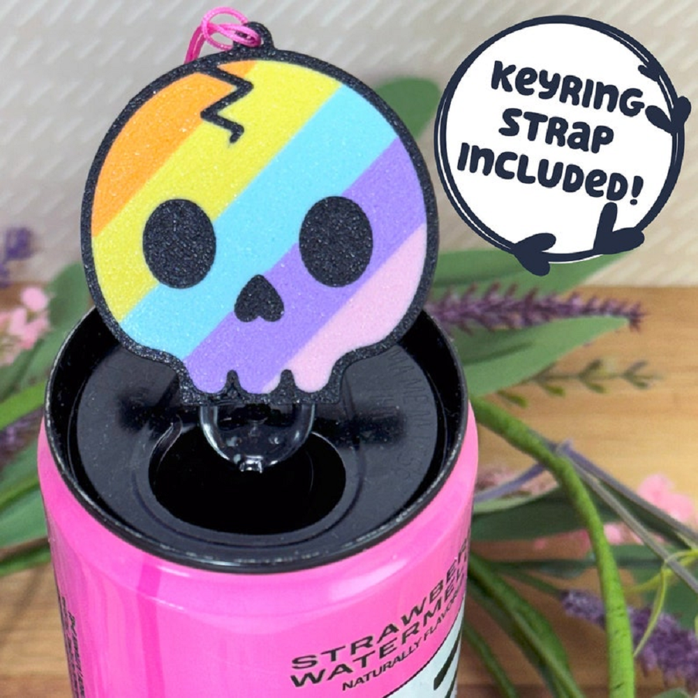 Spooky Skull Cute Soda Can Tab Opener With Keychain Strap, Unique Accessibility Halloween Trick Or Treat Toy Swag, Fall Lovers Present Gift