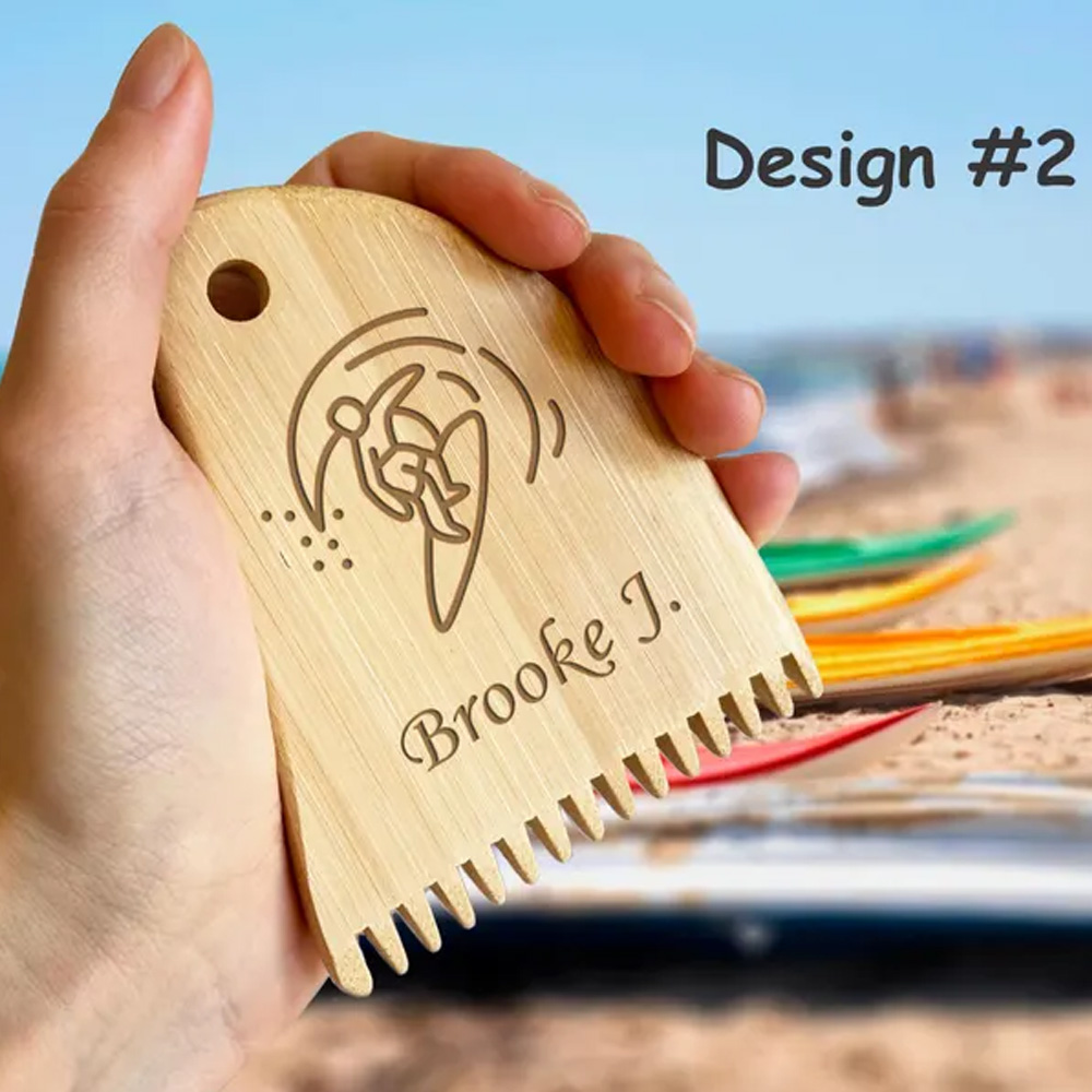 Personalized Surf Wax Comb with Engraving Name, Bamboo Surfboard Wax Remover Scraping Tool for Men, Surfing Accessories, Surfer Gift for Surfing Lover