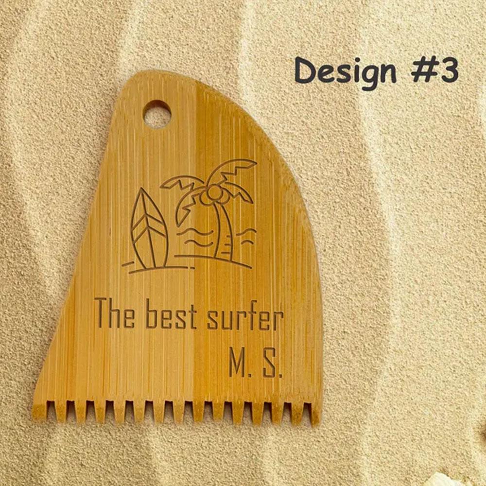 Personalized Surf Wax Comb with Engraving Name, Bamboo Surfboard Wax Remover Scraping Tool for Men, Surfing Accessories, Surfer Gift for Surfing Lover