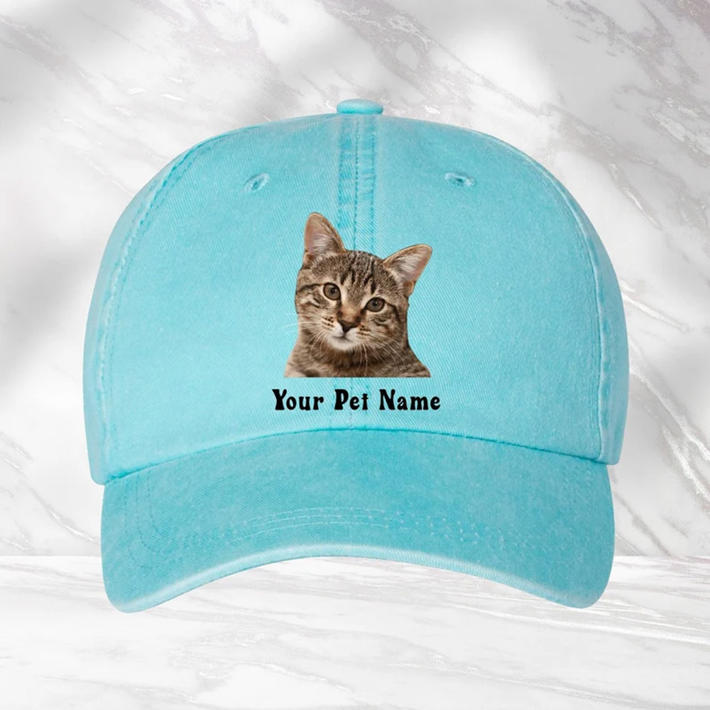 Personalized Pet Photo Hat with Pet Name, Cute Cat or dog Cap for Cat or Dog Mom Dad, Animal Lover Trucker Cap for Youth Woman Man, Gifts for Pet Lovers