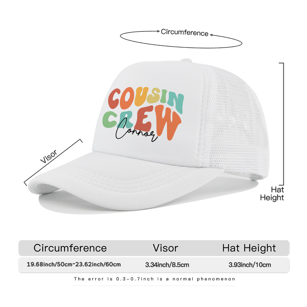 Personalized Cousin Crew Hat with Name, Perfect for Family Outings