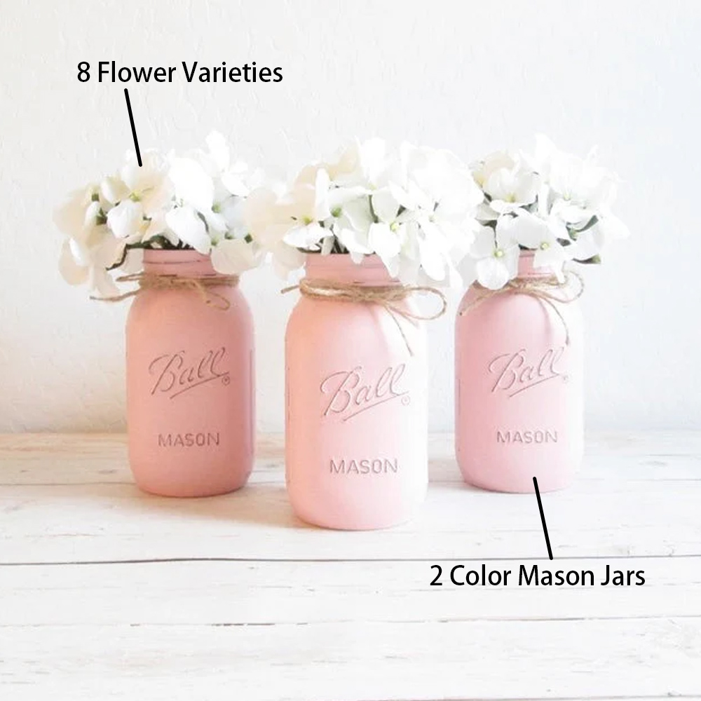 Personalized Flower Rose Pens and Mason Jar Set, Rustic Boho Wedding Decor for reception, Baby Shower Floral Accessories Favor, Gift for Bride Woman Girl