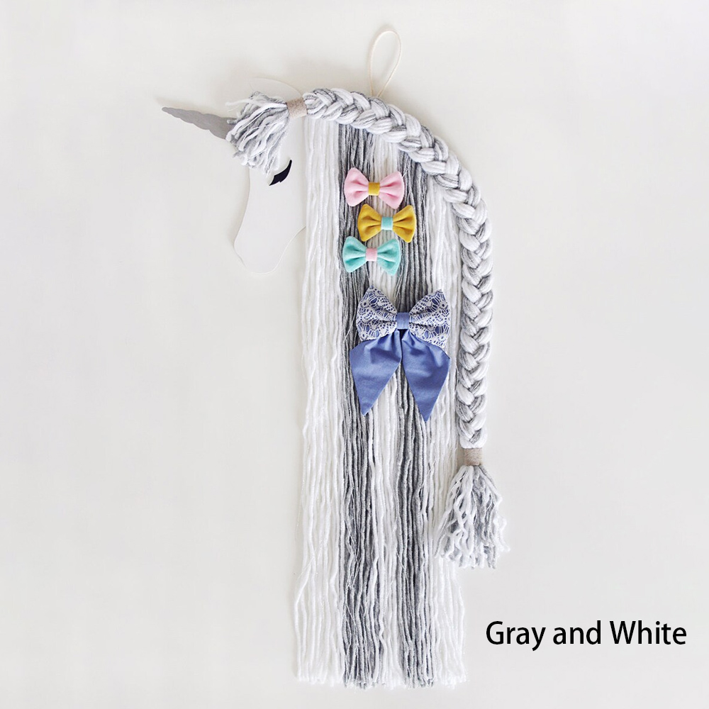 Personalized Unicorn Hair Clip Hanger, Cute Hair Accessories Organizer, Hair Bow Headband Clip Holder for Girls, Macrame Bow Holder, Gifts for Girls