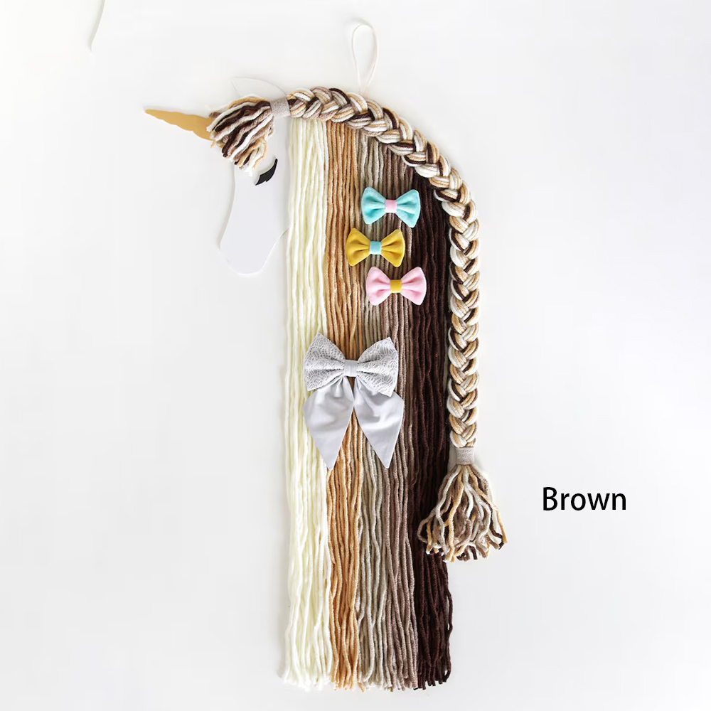 Personalized Unicorn Hair Clip Hanger, Cute Hair Accessories Organizer, Hair Bow Headband Clip Holder for Girls, Macrame Bow Holder, Gifts for Girls