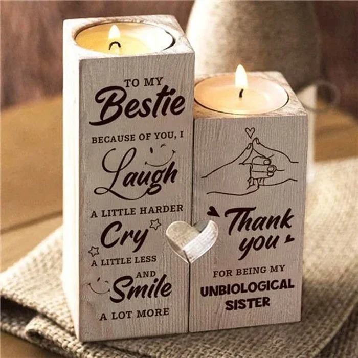 Wooden Love Candle Holder