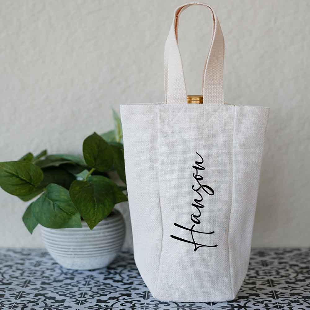 Personalized Name Wine Tote Bag, Custom Wine Holder for Large Bottle, Gift for Bridesmaid Girls Trip