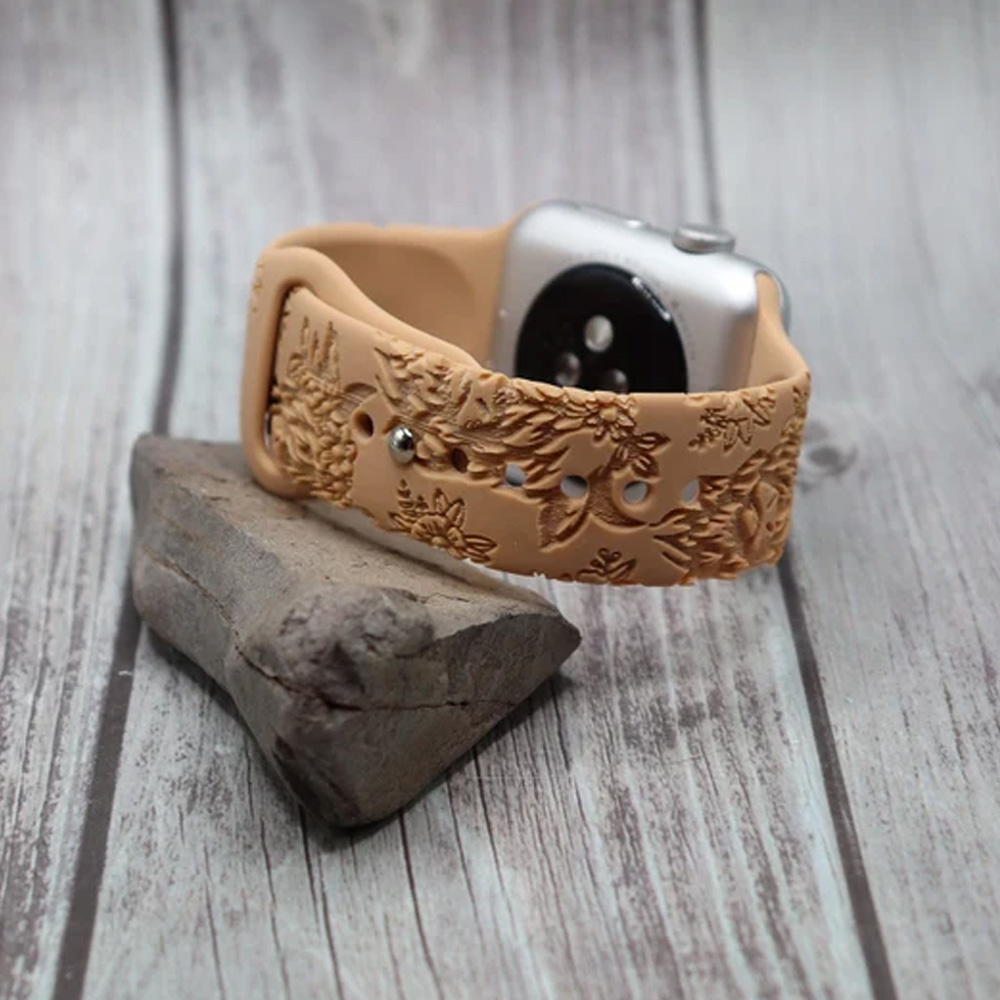 Personalized Highland Cow Watch Band for Apple/Samsung/Fitbit Watch, Silicone Cow Print Stuff Western Decor with Name, Gifts for Her/Woman/Girl/Mom